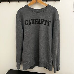 Carhartt Gray Logo Crewneck Sweatshirt L 100% Cotton Workwear